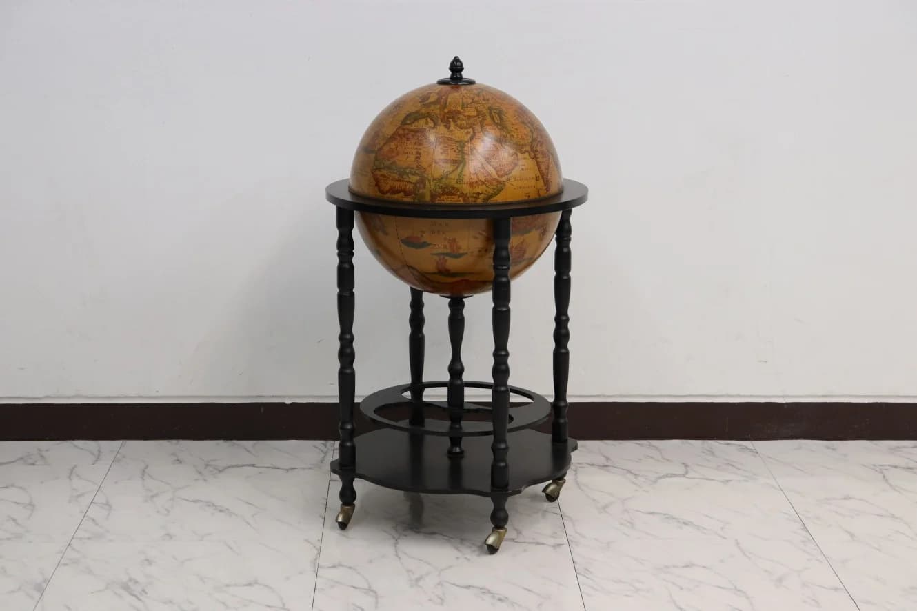 グローブドリンクトローリー|オーク材・1960年代 地球儀型のバーカート 高さ88cm