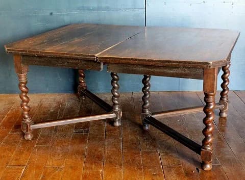 エクステンションテーブル|オーク材・1930年代 ツイストレッグの大型ダイニング