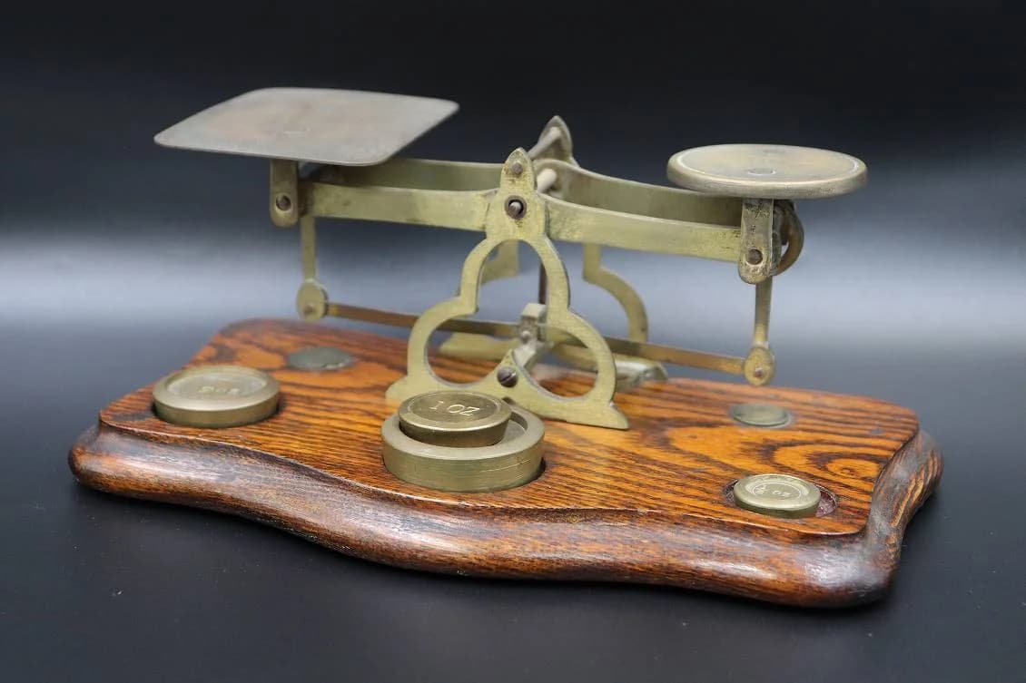 レタースケール|1930年代 真鍮の天秤と分銅 21cm