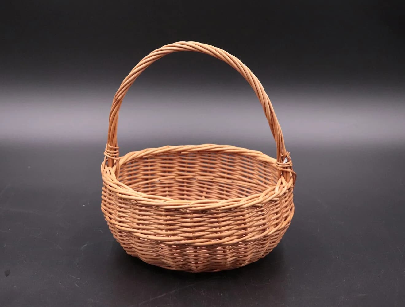 バスケット|1970年代 丸い手提げかご 21.5×23cm