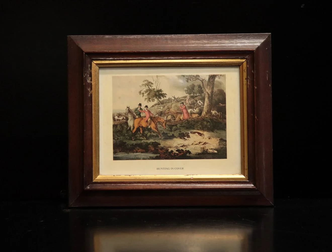 プリント|1930年代 野を駆ける狩猟の一場面 27.5×23cm