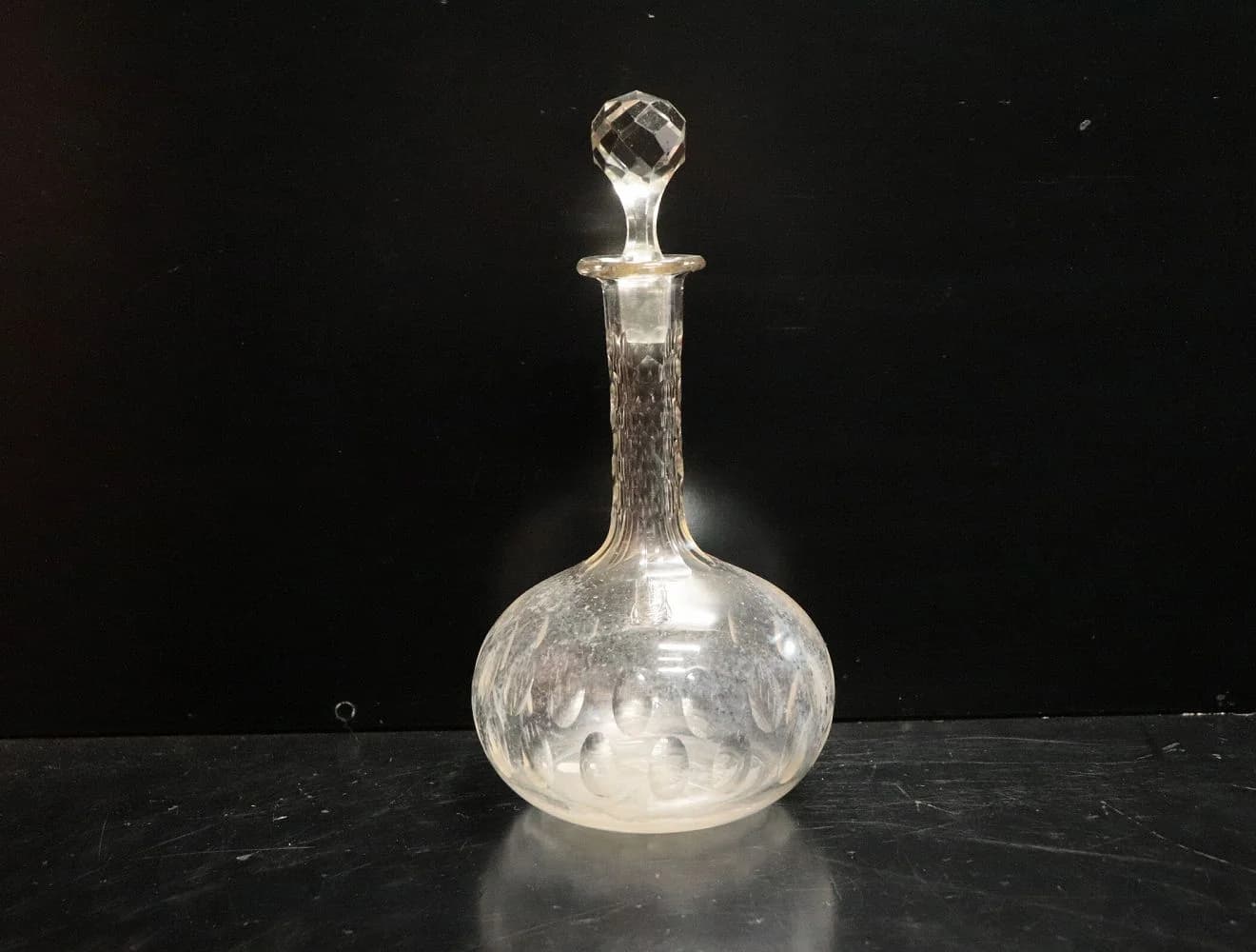 デキャンタ|ガラス・1970年代 楕円カットの丸胴 28cm