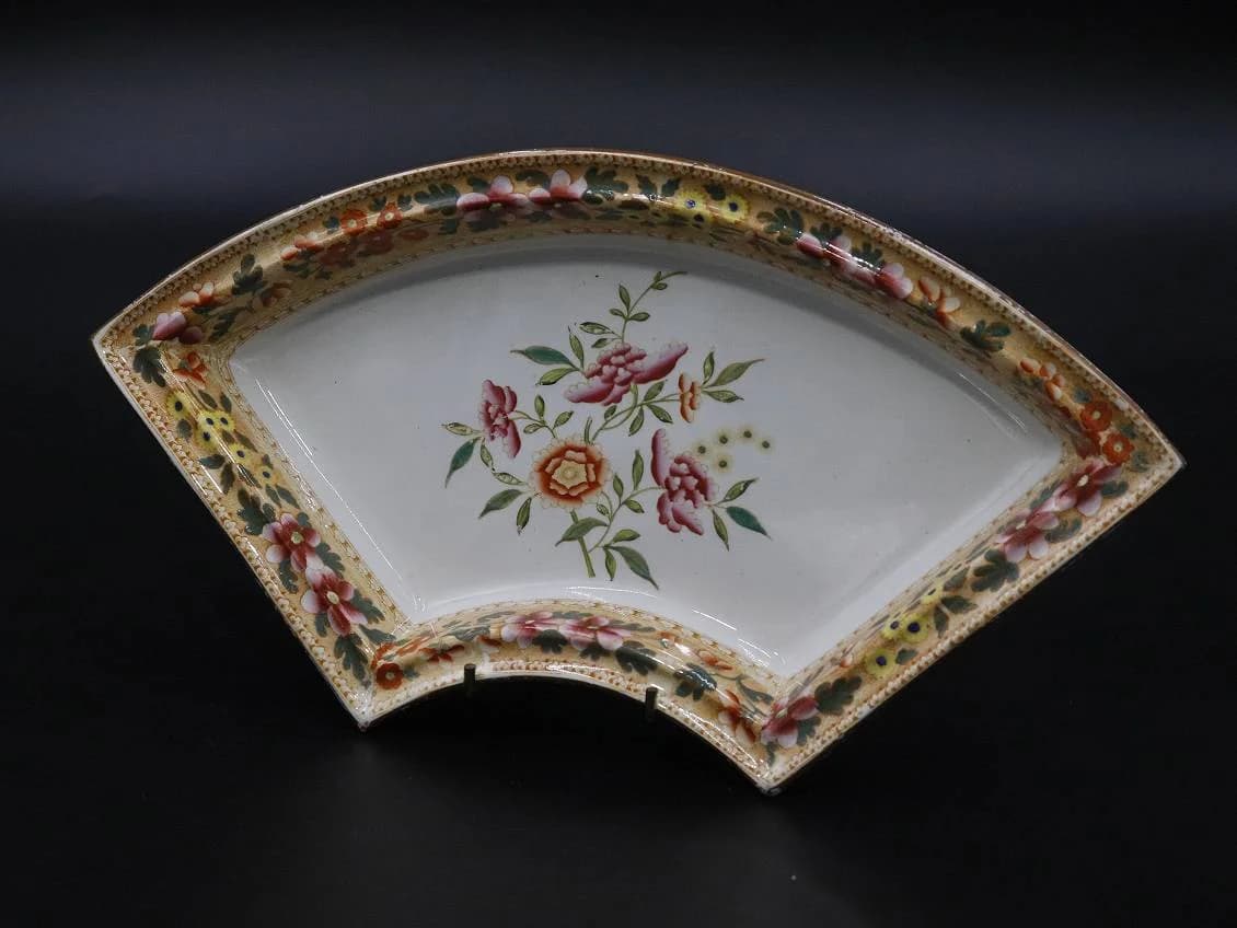 扇形プレート|1800年代 手描きの草花 Spode(スポード)