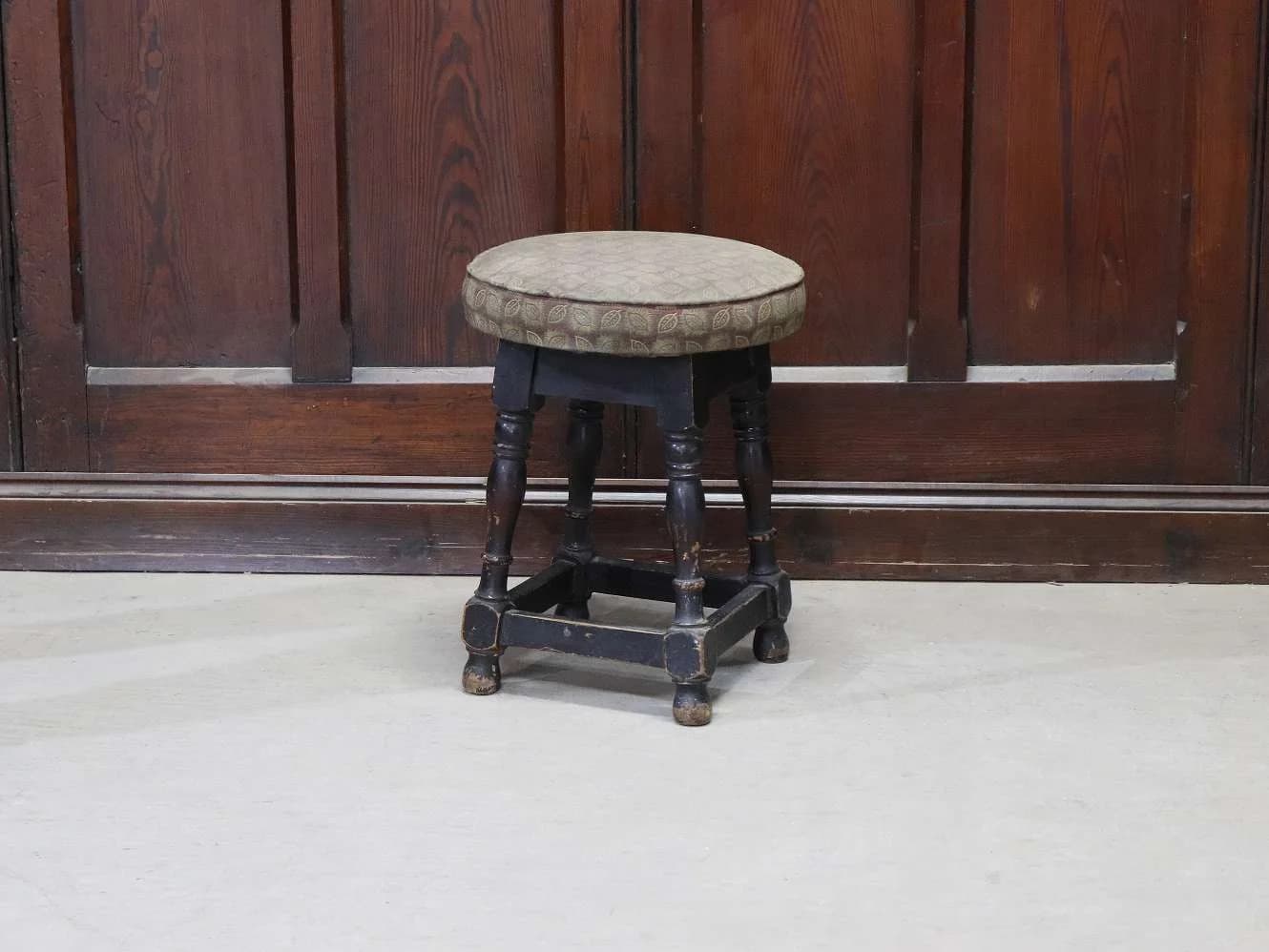 パブスツール|ビーチ材・1920年代 生成りの張り座面 高さ48cm